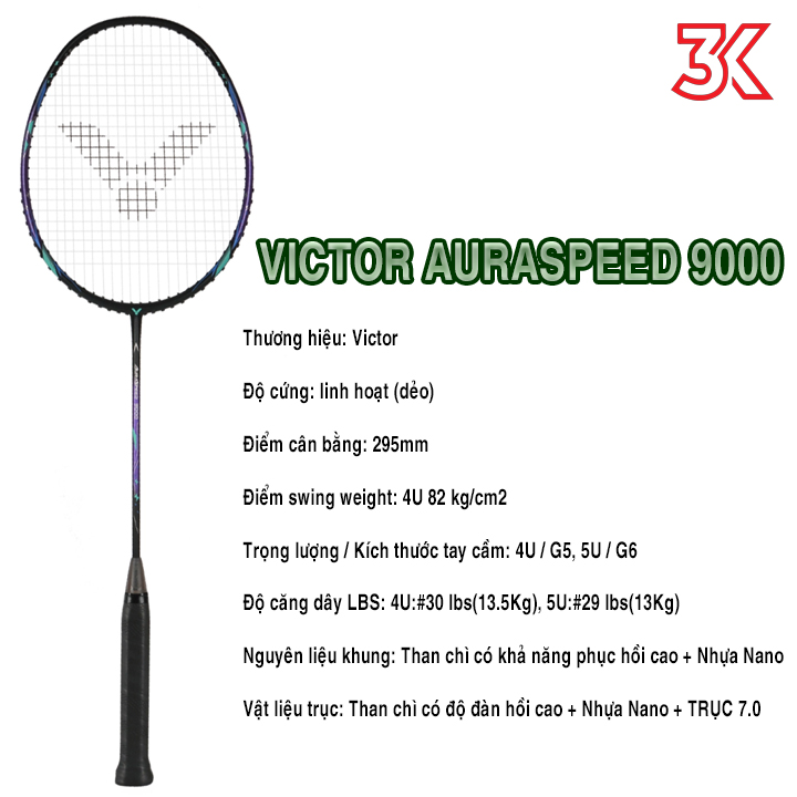 Vợt Cầu Lông Victor Auraspeed 9000 1 Khung vợt 1 Túi  [Chính hãng][bảo hành 2T]