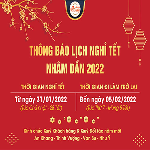 THÔNG BÁO Lịch nghỉ Tết Nguyên Đán Nhâm Dần 2022