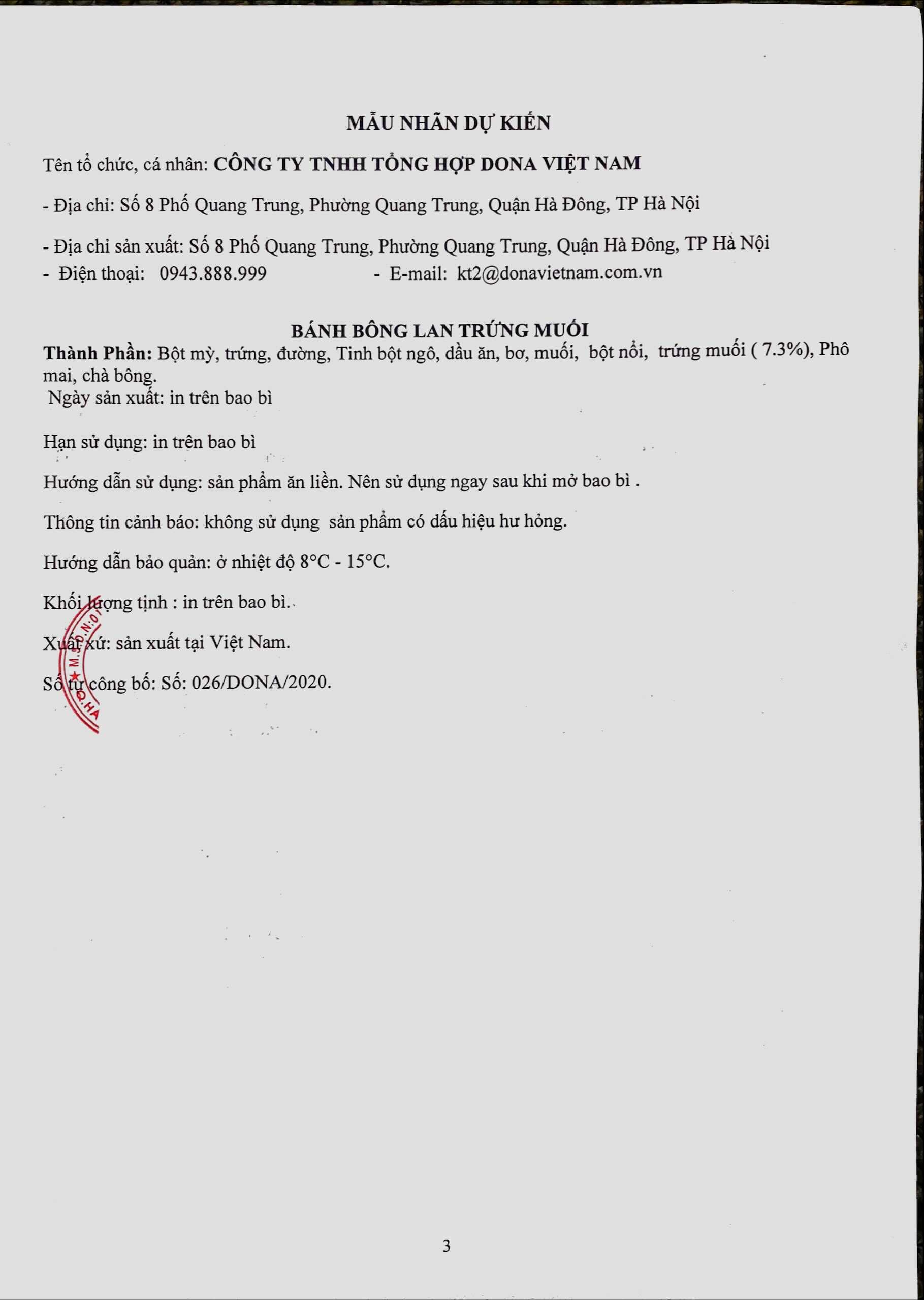 CÔNG BỐ BÁNH BÔNG LAN TRỨNG MUỐI