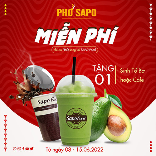 KHUYẾN MÃI SIÊU ĐẶC BIỆT - ĂN PHỞ TẶNG NƯỚC - SAPOFOOD - MUA 1 TẶNG 1