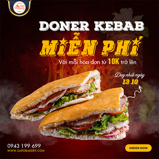 TẶNG MIỄN PHÍ 500 BÁNH MÌ DONER KEBAB