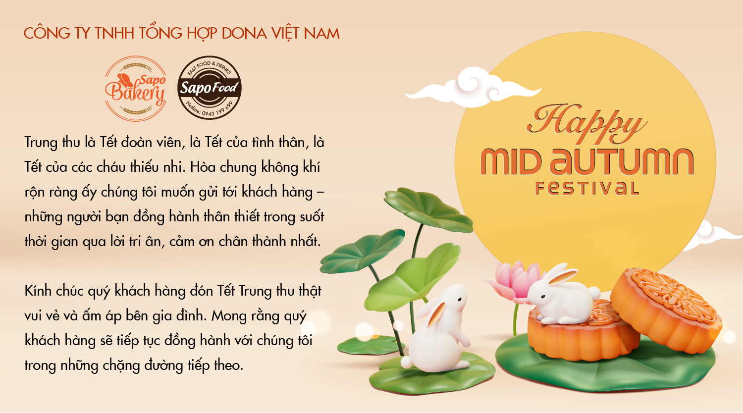 Trung Thu 2022 - Lời cảm ơn - SAPO Bakery
