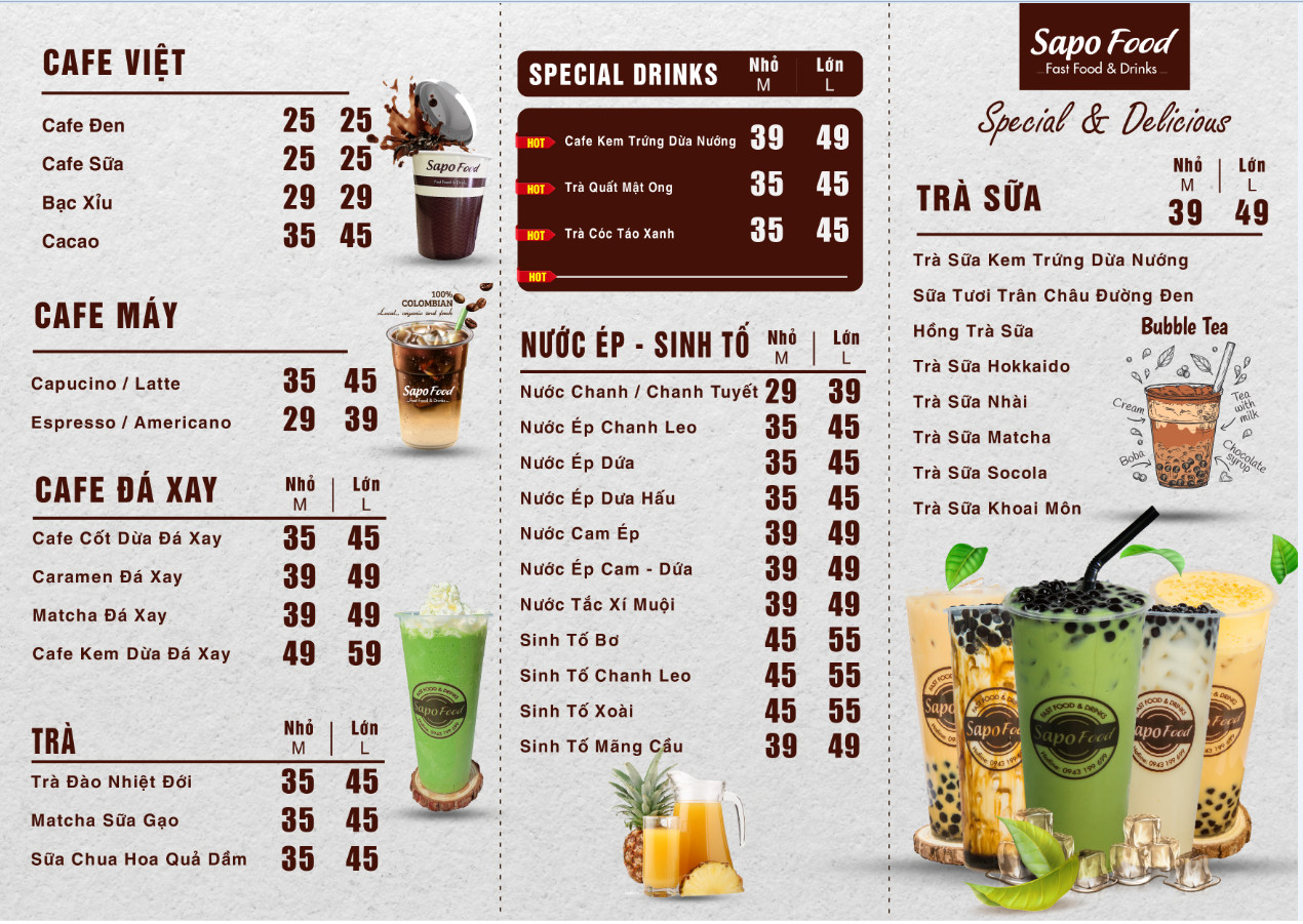 MENU ĐỒ UỐNG CỰC HẤP DẪN