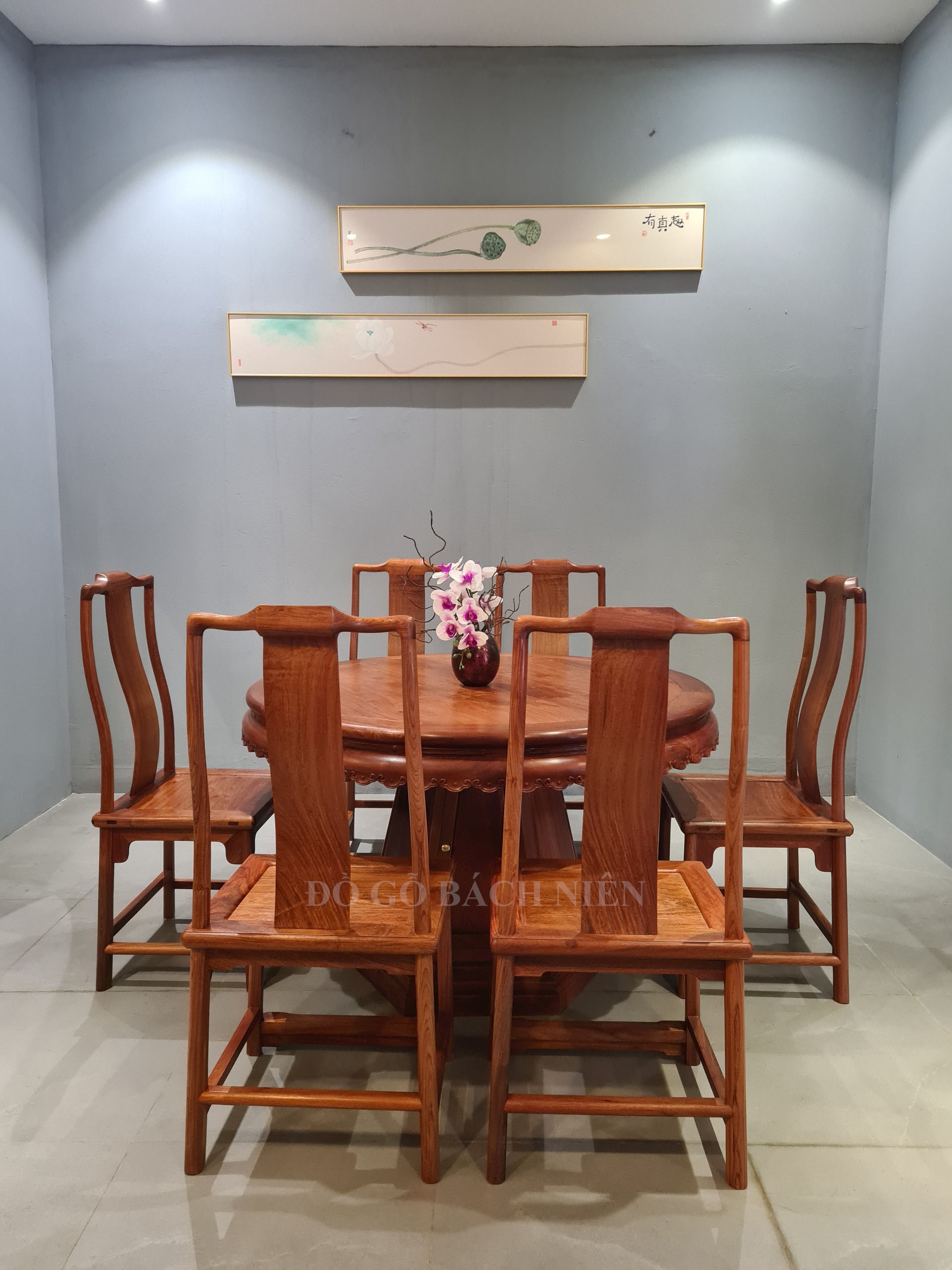 Bộ bàn ăn tròn Á Đông BA05