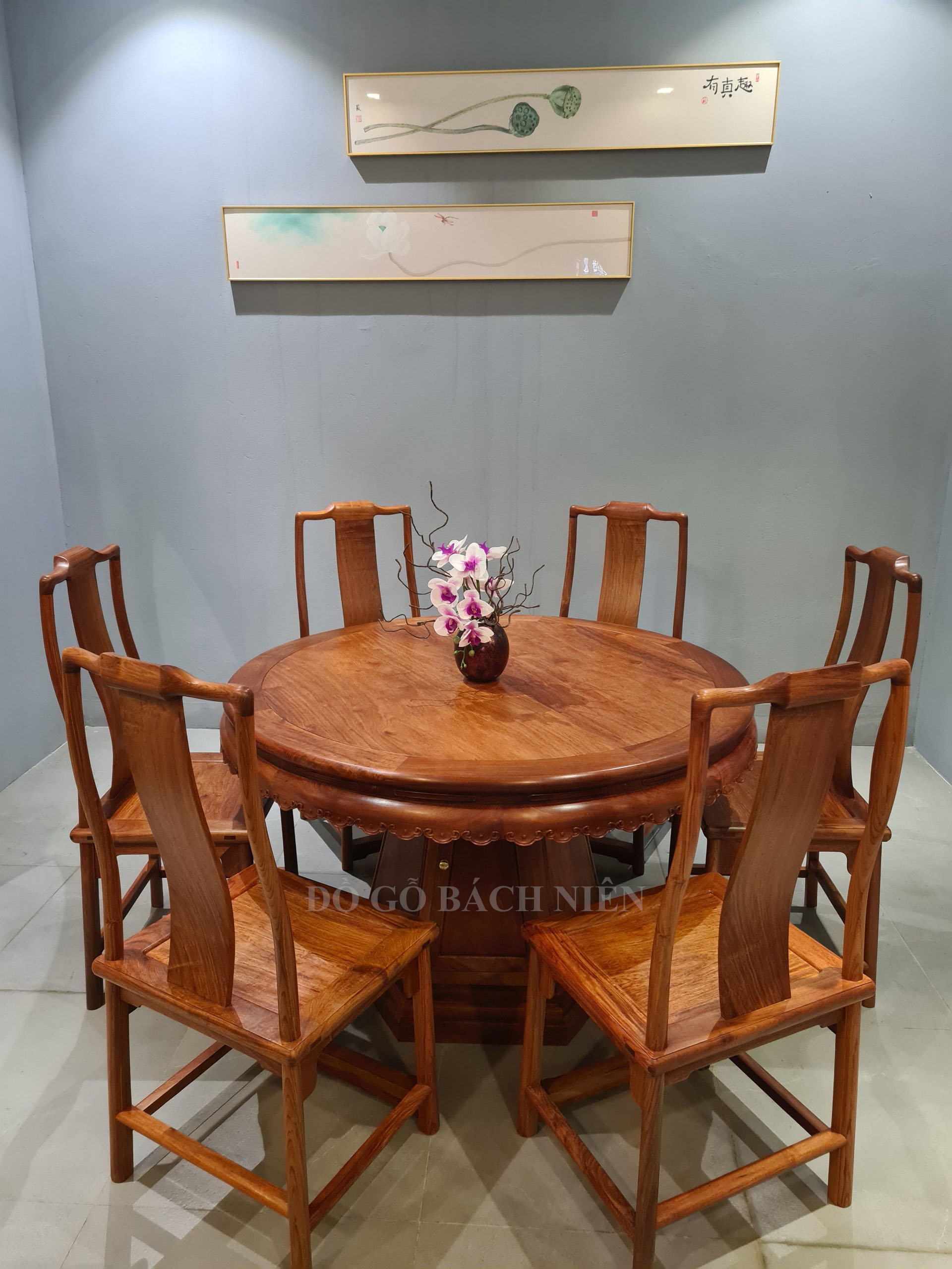 Bộ bàn ăn tròn Á Đông BA05
