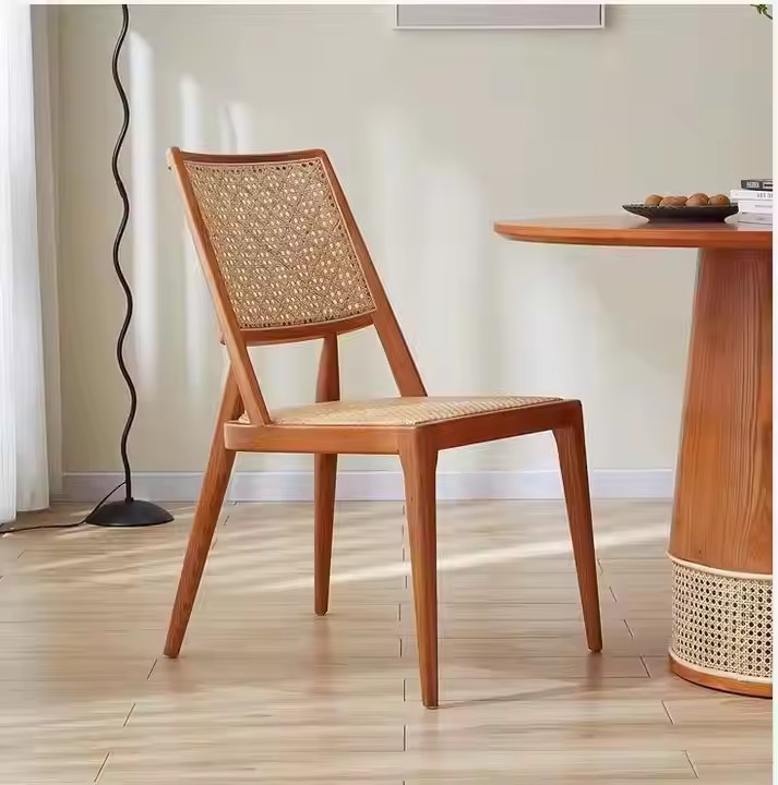 Ghế Gỗ Lưng Đan Mây Japandi GDM26