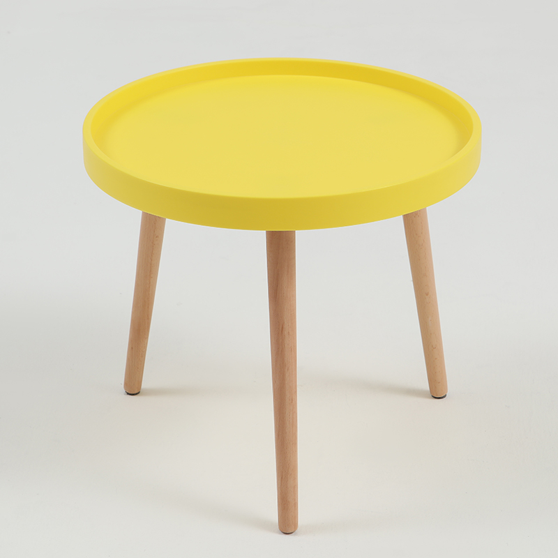 BÀN CAFE TRÒN MẶT NHỰA CHÂN GỖ - BCF28