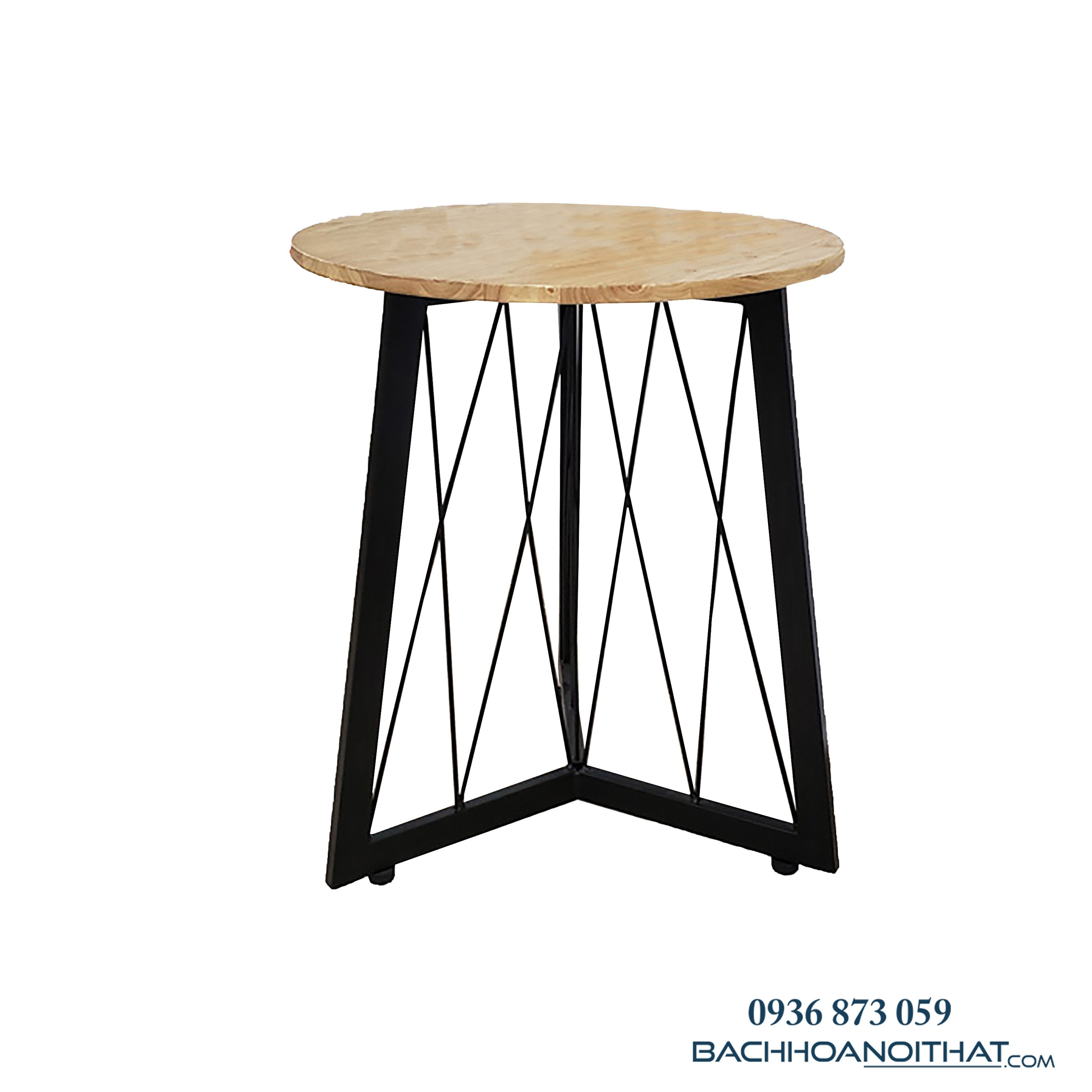 BÀN CAFE CHÂN LƯỚI 3 CẠNH MẶT GỖ - BCF22