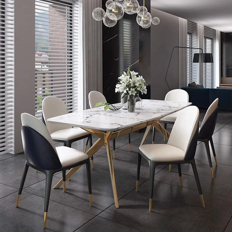 BÀN ĂN MẶT ĐÁ CHÂN CÁ INOX MẠ PVD - BAMD112