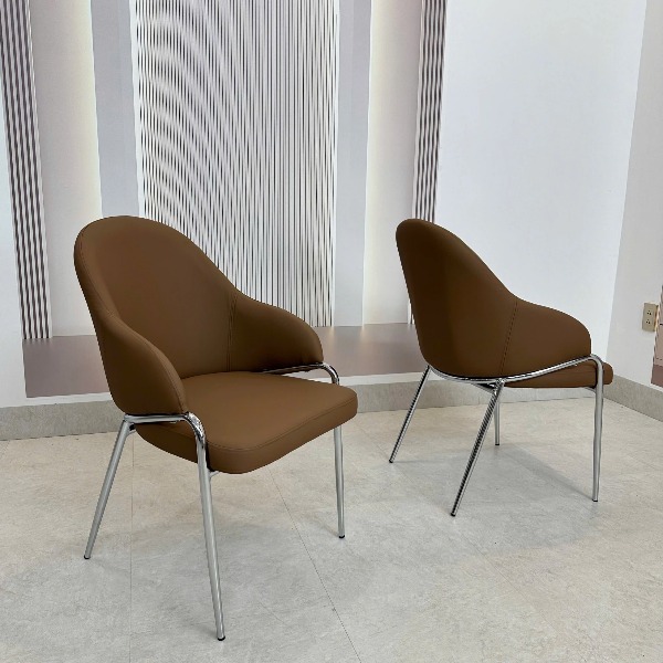 GHẾ ĂN HIỆN ĐẠI BỌC DA CHÂN INOX - GNK7