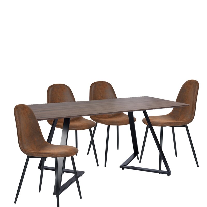 BỘ BÀN ĂN GỖ CHÂN SẮT 4 GHẾ NHẬP KHẨU - BBA8