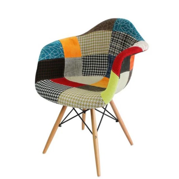 GHẾ EAMES CÓ TAY THỔ CẨM CHÂN GỖ