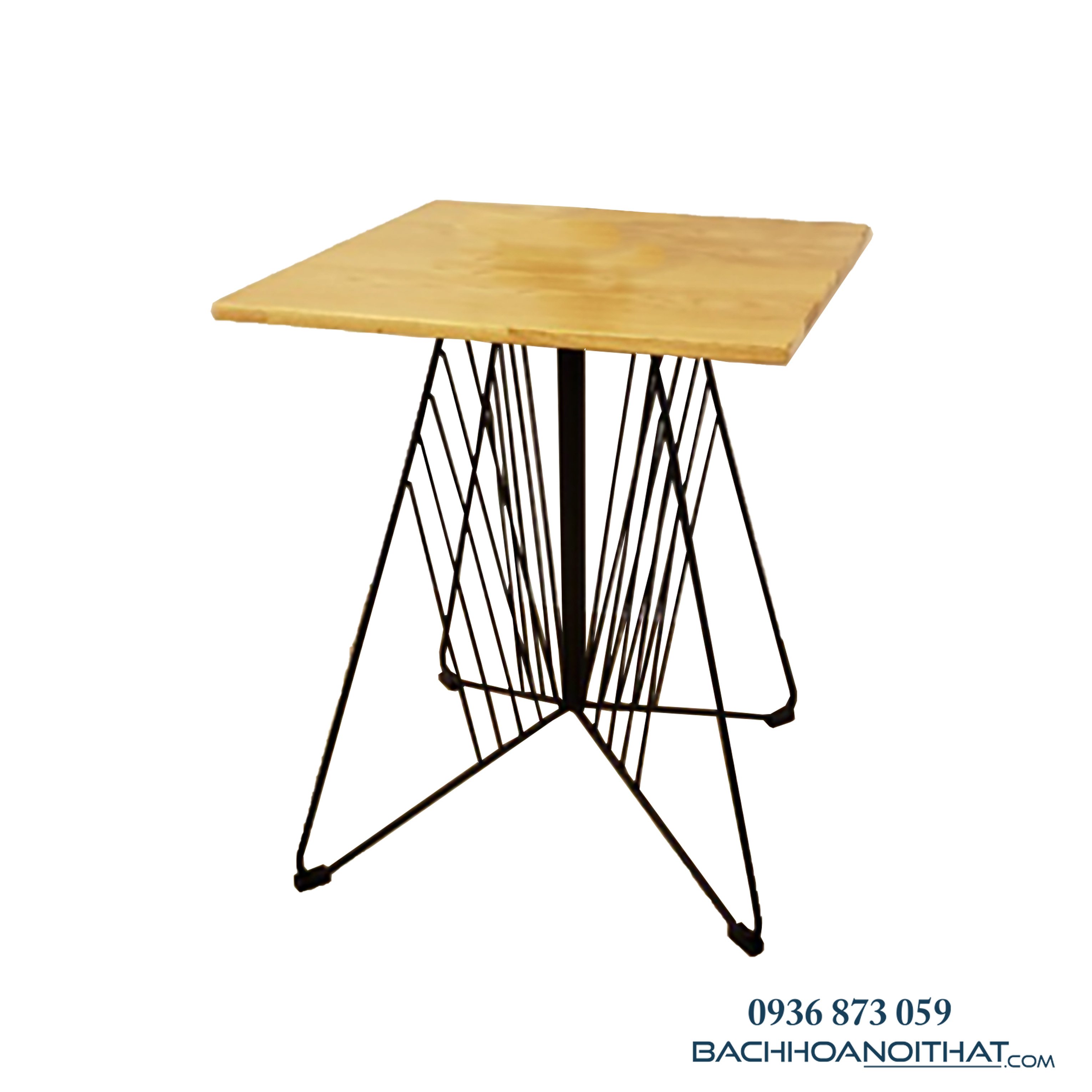 BÀN CAFE CHÂN SẮT CÁNH BƯỚM MẶT GỖ - BCF03