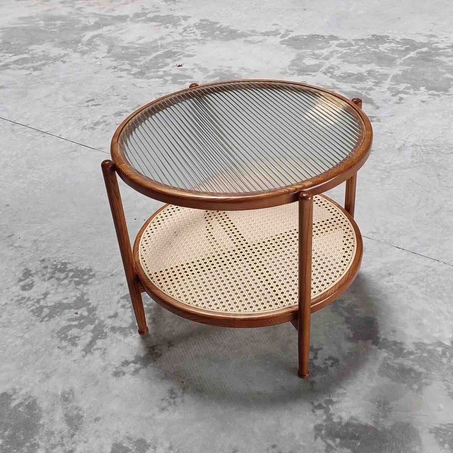 Bàn Trà Gỗ Indochine Đan Mây - BTG31