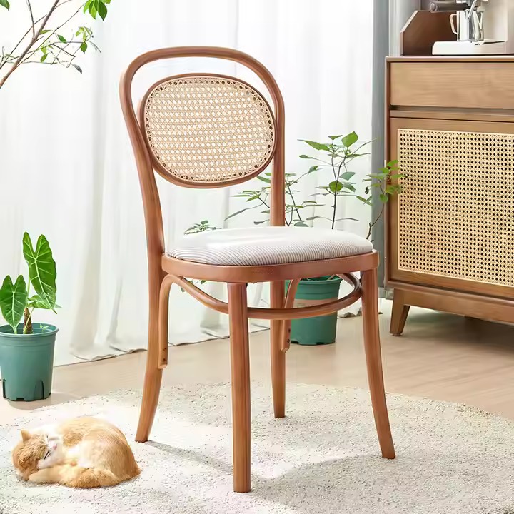 Ghế Gỗ Cafe Tựa Lưng Mây GDM11