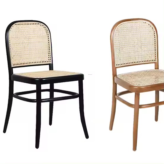 Ghế cafe gỗ tựa mây mặt ngồi cói - GDD18