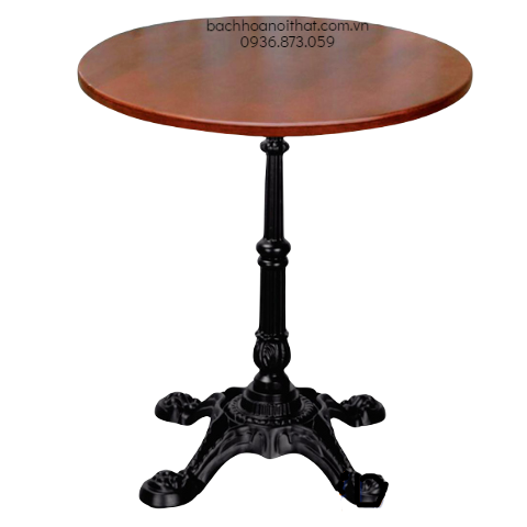 BÀN CAFE CHÂN GANG ĐÚC CỔ ĐIỂN MẶT GỖ - BCF55