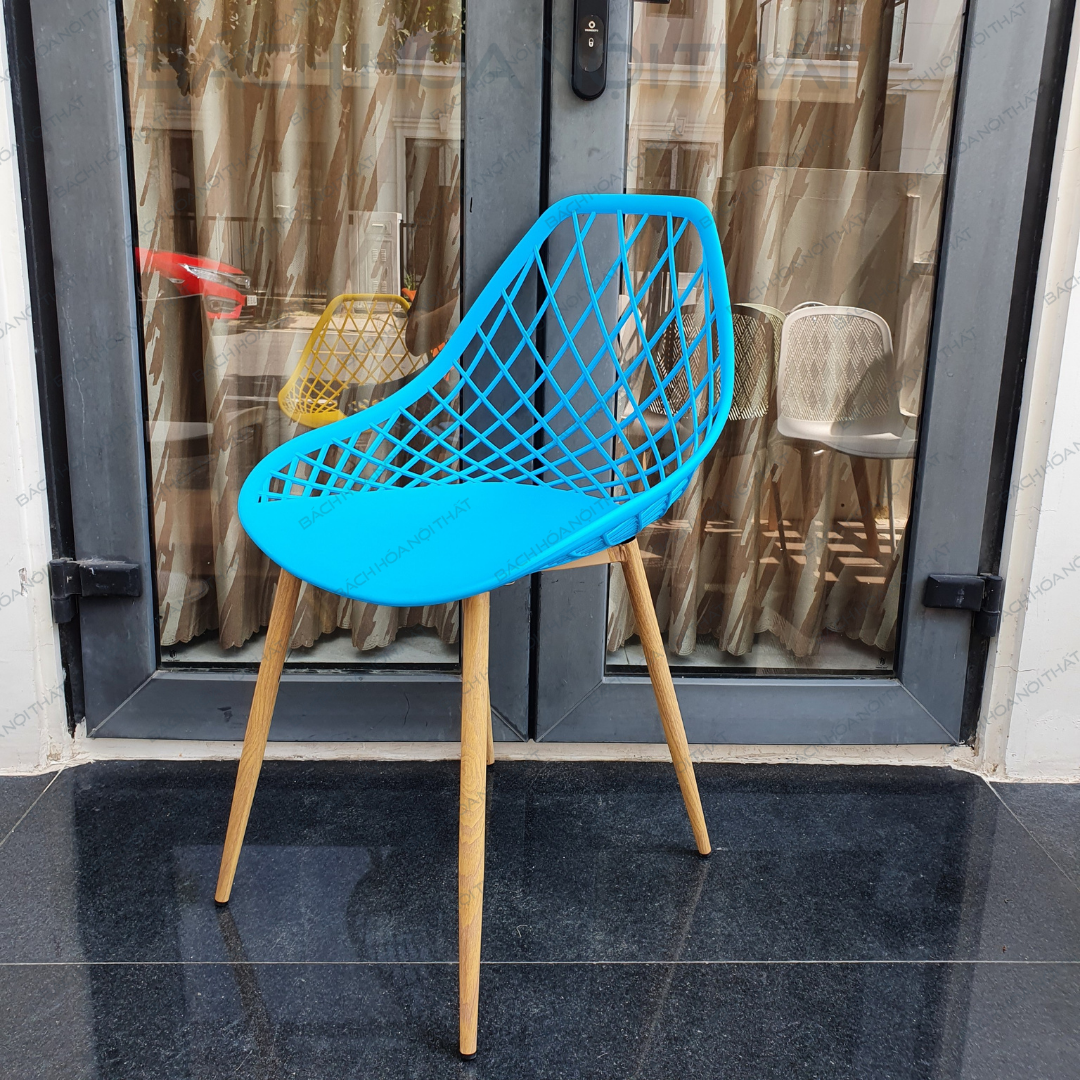 GHẾ NHỰA ĐÚC CHÂN SẮT GIẢ GỖ - CF3012