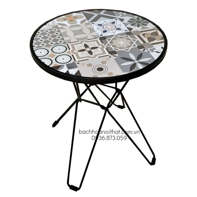 BÀN CAFE CHÂN CHÉO GẠCH HOA VĂN - BCF44