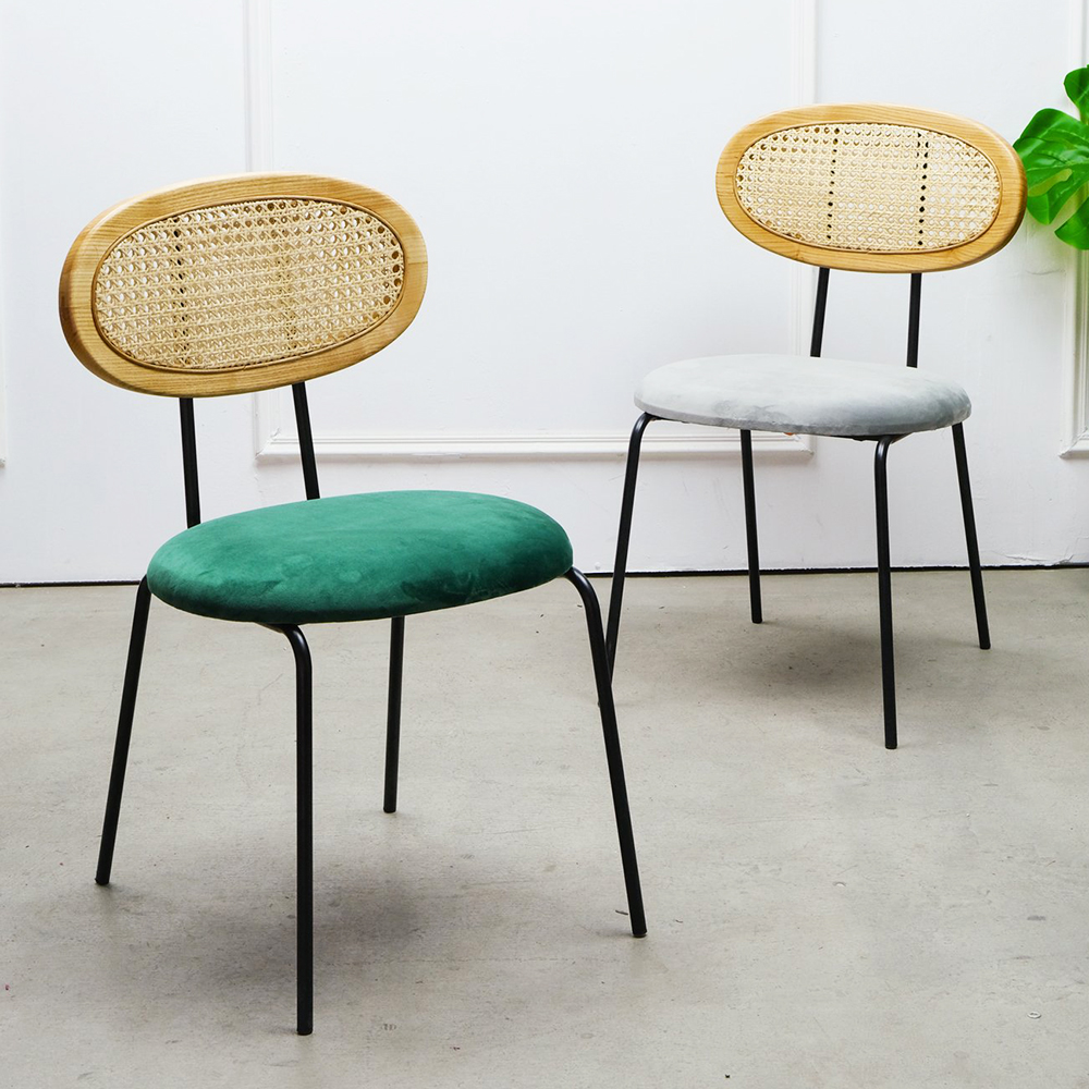 GHẾ CAFE MẶT NỆM LƯNG ĐAN MÂY