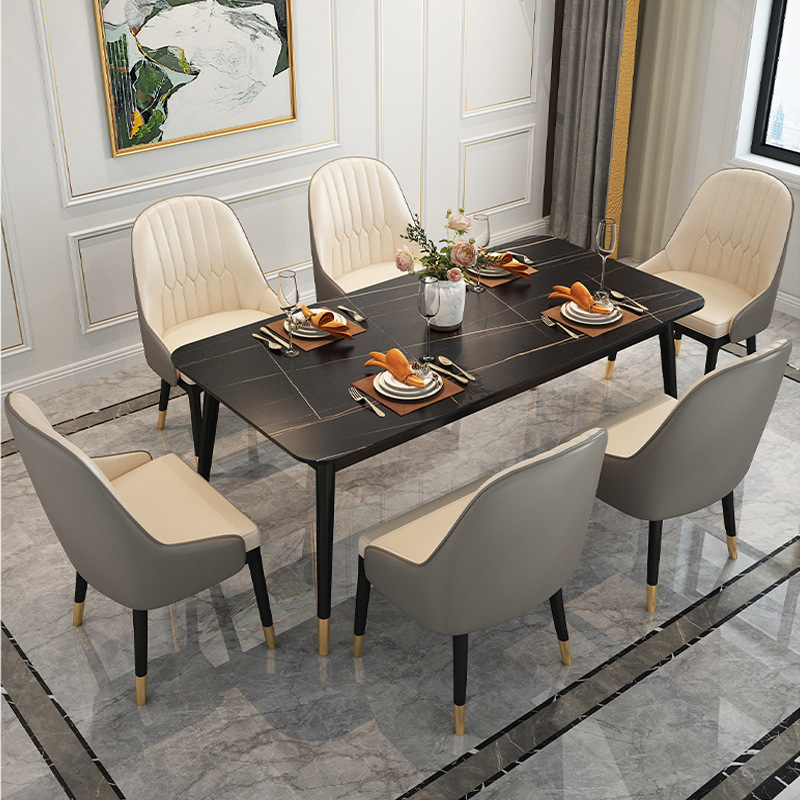 BÀN ĂN MẶT ĐÁ CẨM THẠCH CHÂN CÔN SẮT SƠN TĨNH ĐIỆN  - BAMD82