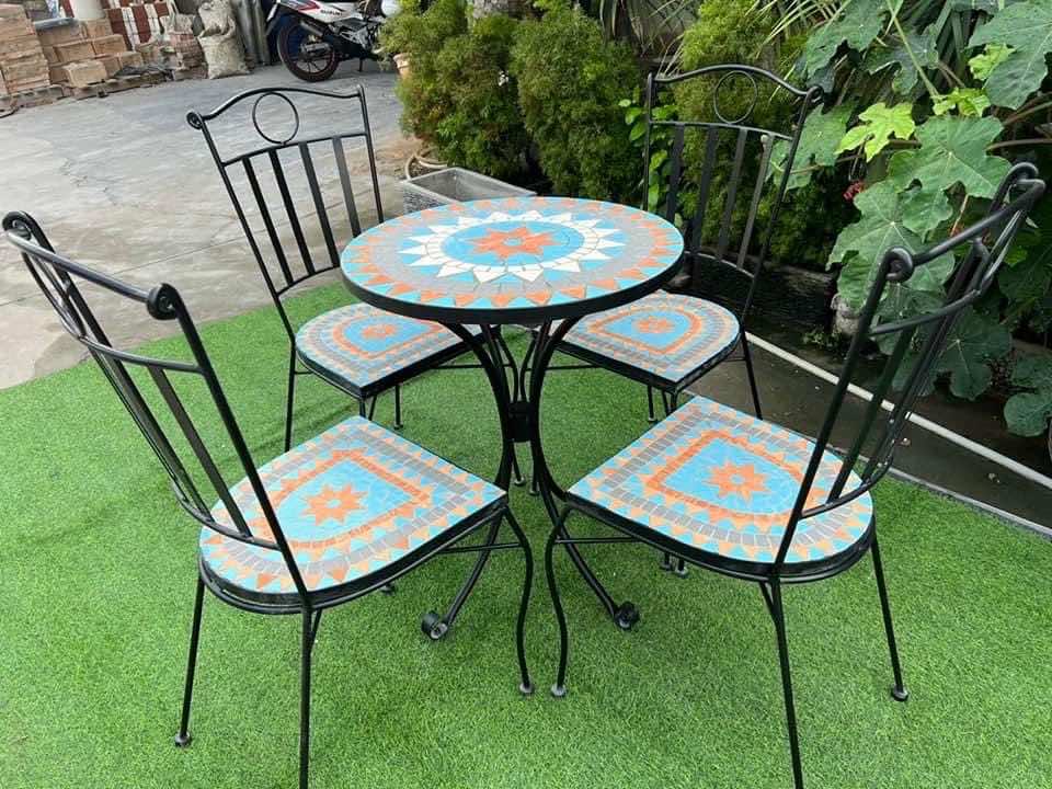 Bàn Ghế Sắt Ngoài Trời Mosaic - ND1