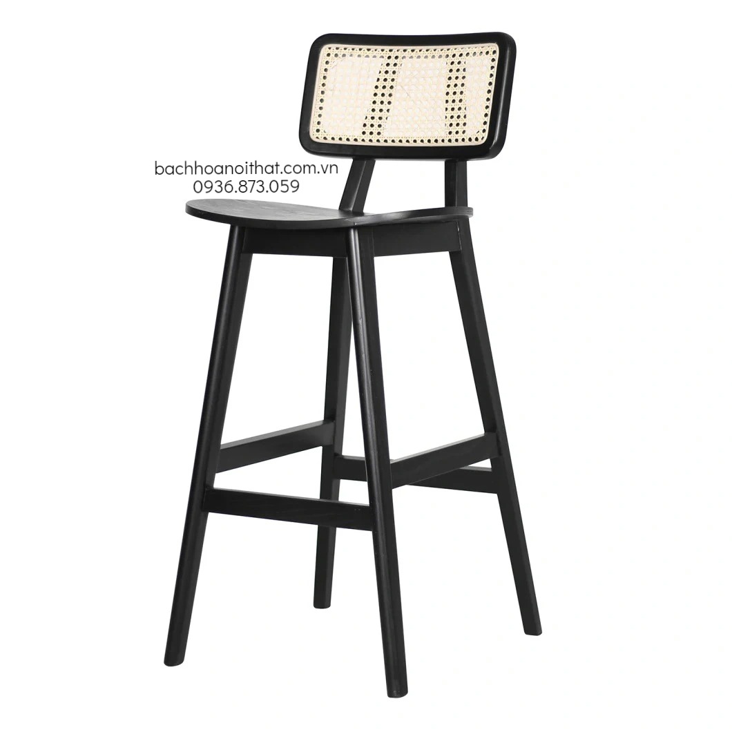 GHẾ BAR MẶT GỖ LƯNG TỰA ĐAN MÂY - BAR22