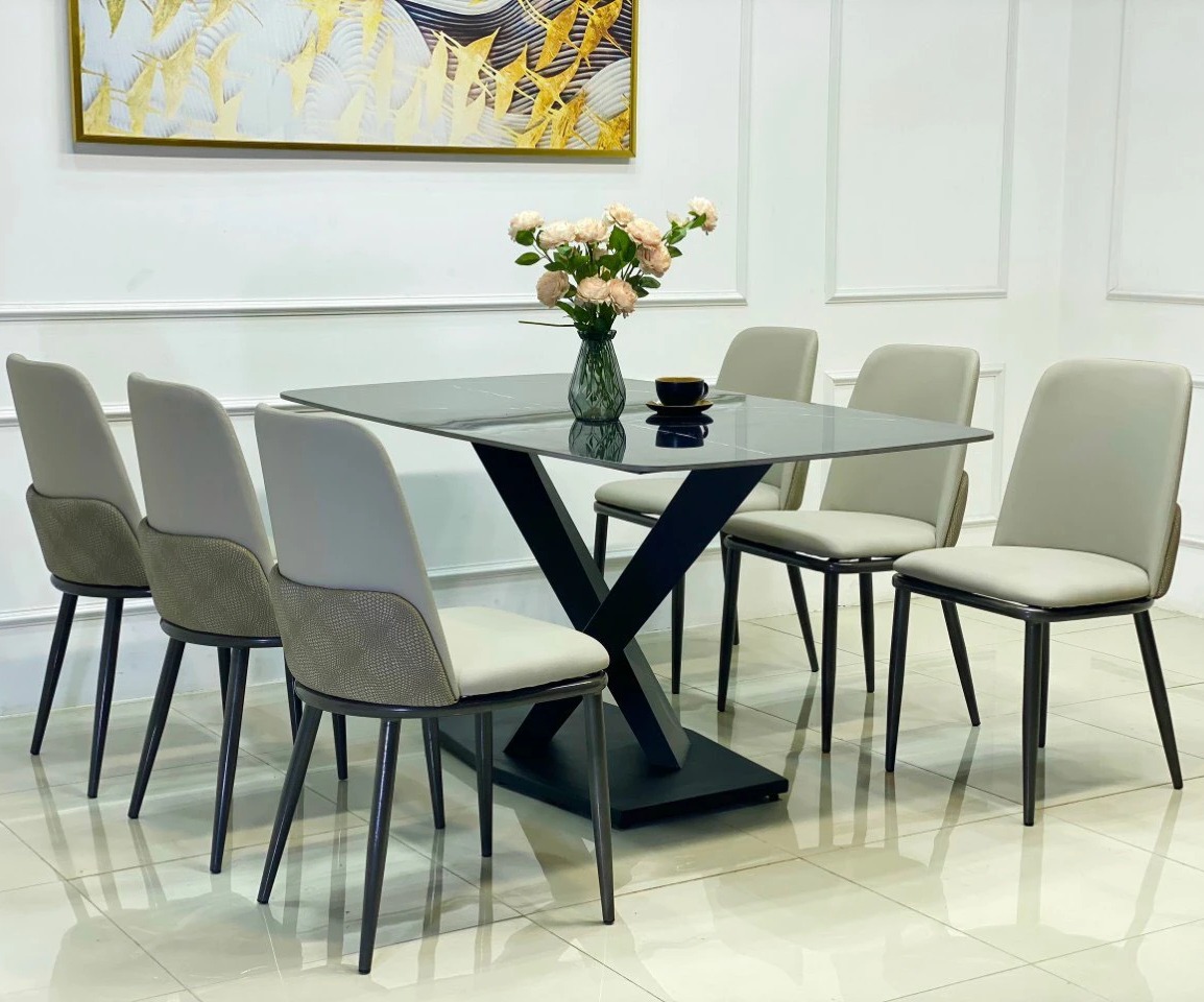 Bộ Bàn Ăn Chân X 6 Ghế Snake -BBA56