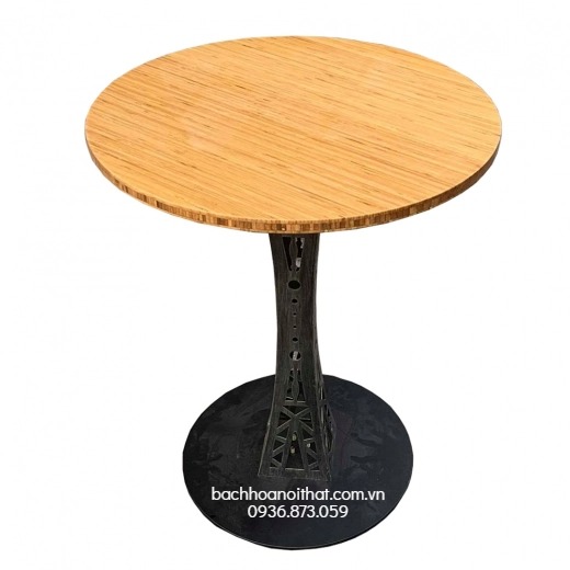 BÀN CAFE CHÂN THÁP MẶT GỖ CAO SU - BCF09