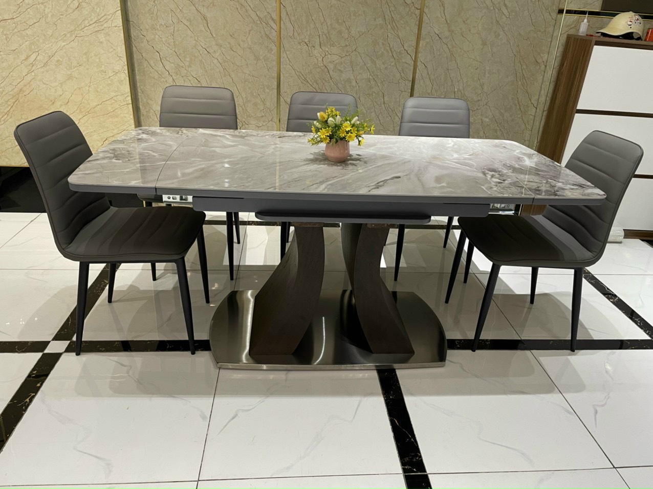 BÀN ĂN MẶT ĐÁ KÉO DÀI - BAMD114