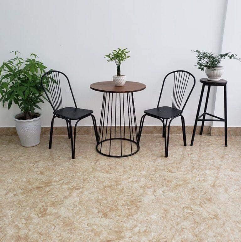 BỘ BÀN GHẾ CAFE 2 GHẾ TONE SẮT - CF24