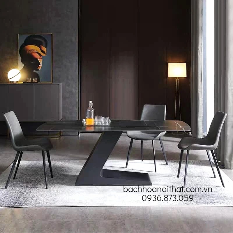 BÀN ĂN MẶT ĐÁ CHÂN SẮT CHỮ Z