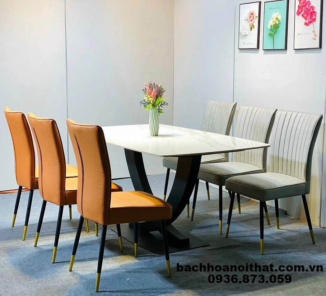 BÀN ĂN CHÂN SẮT MẶT ĐÁ ĐẸP SANG TRỌNG