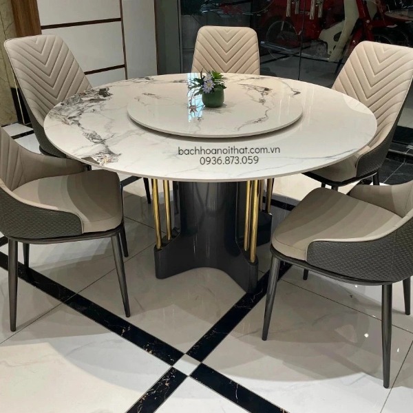 BÀN ĂN MẶT ĐÁ TRÒN 2 TẦNG NHẬP KHẨU