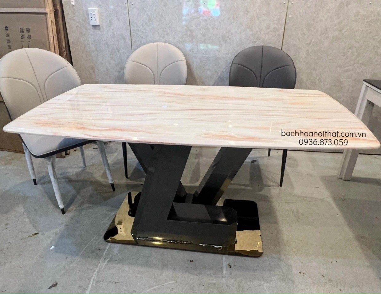 BÀN ĂN MẶT ĐÁ MARBLE XUYÊN SÁNG CAO CẤP