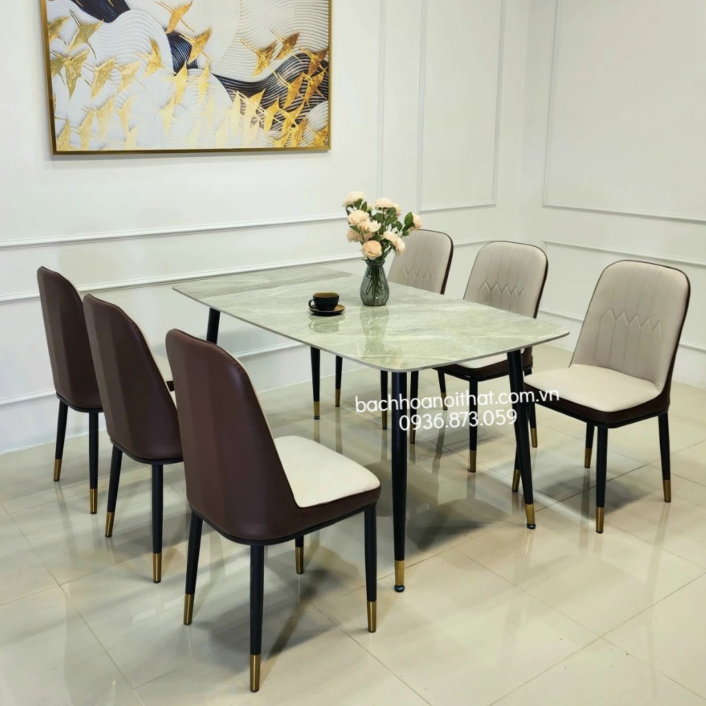 BỘ BÀN GHẾ ĂN NHẬP KHẨU 6 GHẾ MONET - BBA31