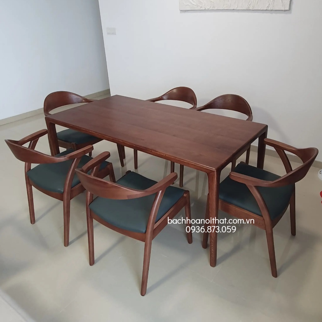 BỘ BÀN ĂN 6 GHẾ GỖ SỒI HIROSHIMA - BBA37