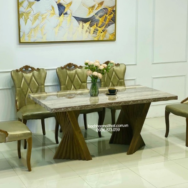 BÀN ĂN TÂN CỔ ĐIỂN GỖ TỰ NHIÊN - BAMD149