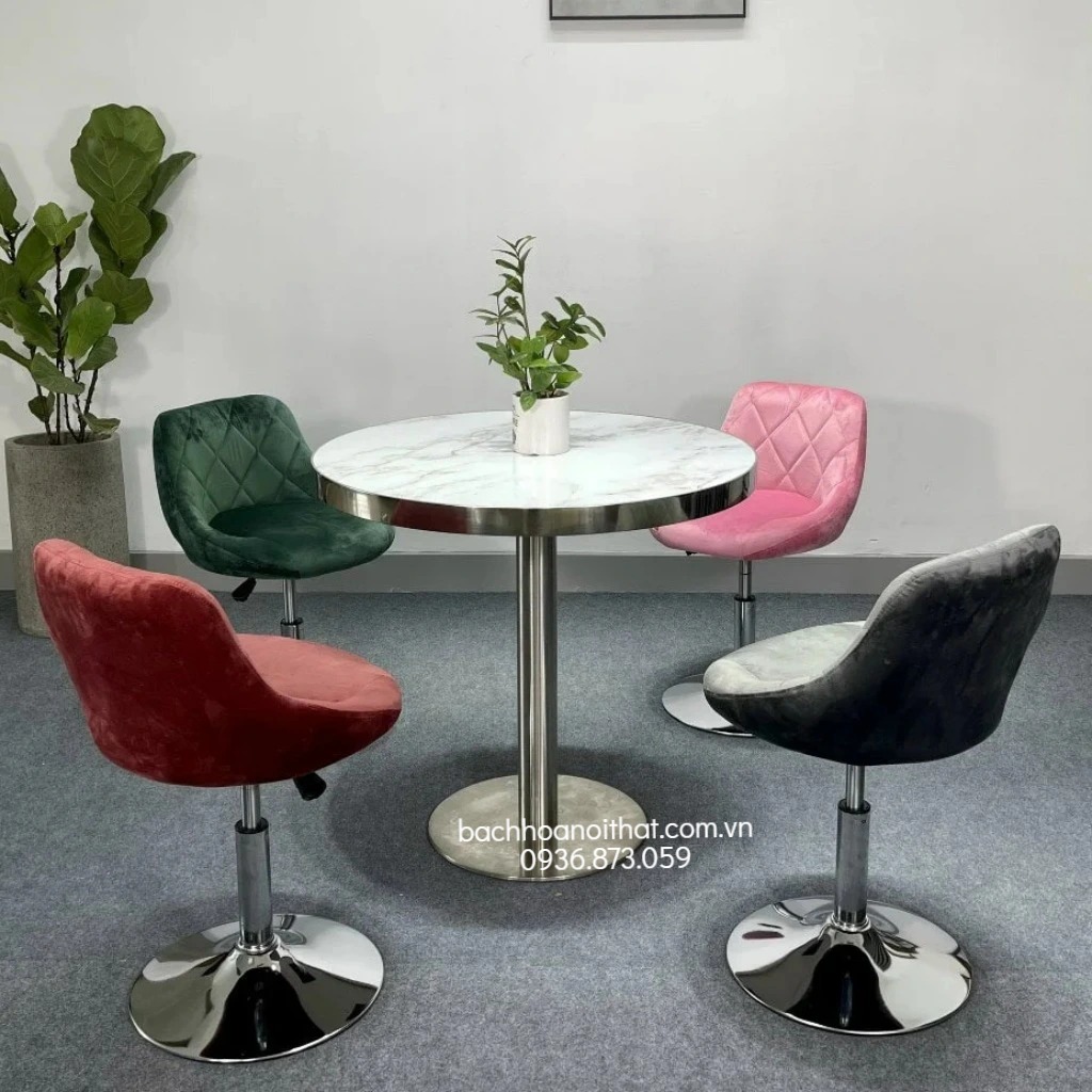 BÀN CAFE CHÂN BẠC MẶT ĐÁ ỐP VIỀN - BCF52
