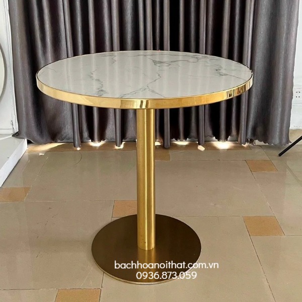 BÀN CAFE MẶT MICA CHÂN INOX MẠ VÀNG - BCF48