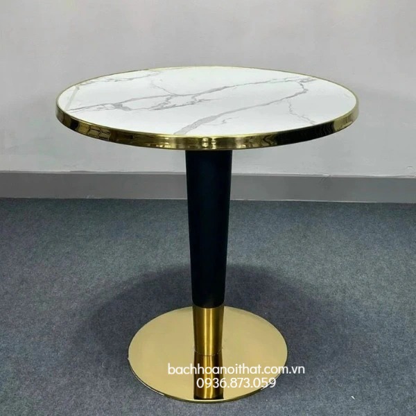 BÀN CAFE CHÂN MẠ VÀNG MẶT ĐÁ ỐP VIỀN - BCF51