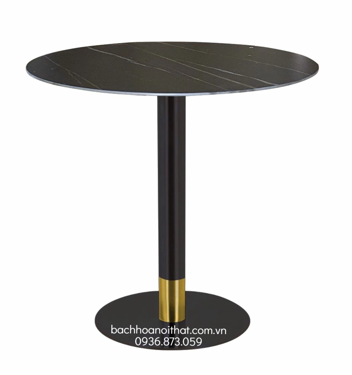 BÀN CAFE CHÂN TRỤ VIỀN VÀNG MẶT ĐÁ - BCF57