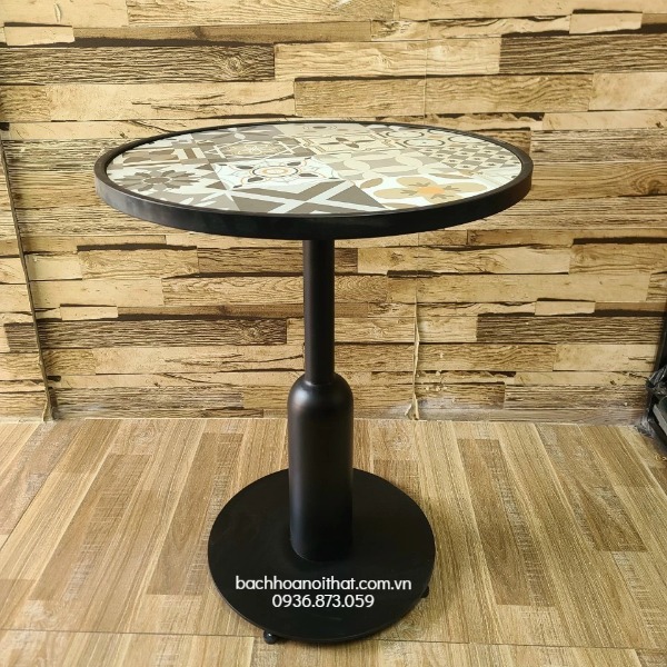 Bàn Cà Phê Chân Sắt Mặt Gạch Hoa - BCF71