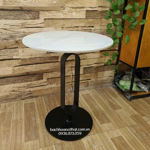 Bàn Cà Phê Chân Sắt Mặt Đá - BCF69