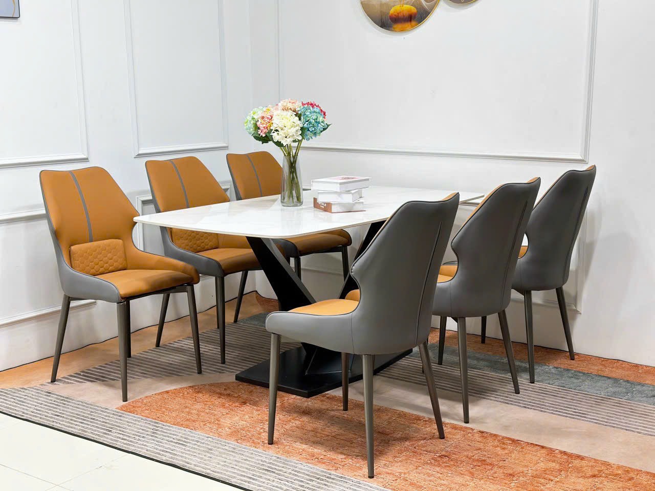 Bộ Bàn Ăn Chân X 6 Ghế Veno -BBA52