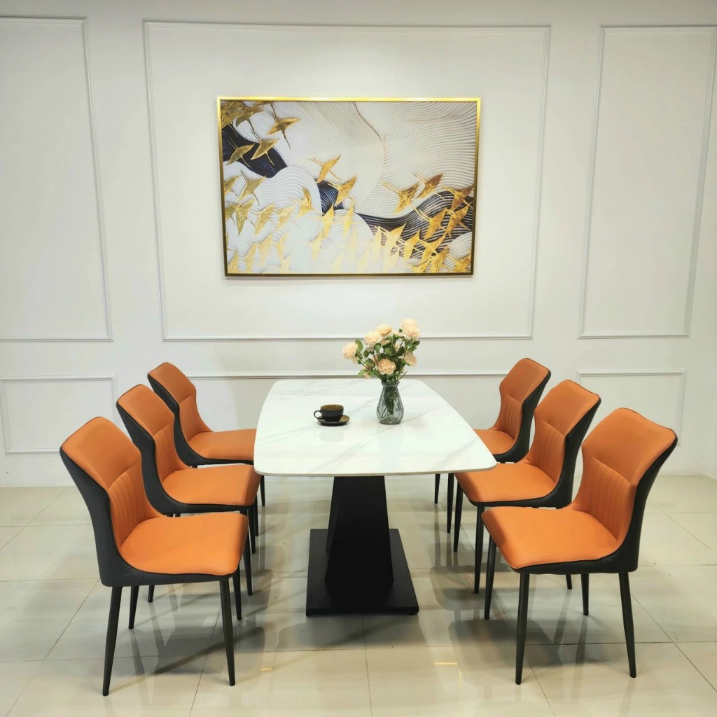 Bộ Bàn Ăn Chân X 6 Ghế Kelly-BBA49