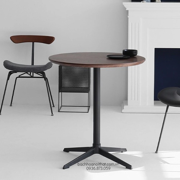 Mẫu Bàn Cafe Tròn Mặt Gỗ - BCF83