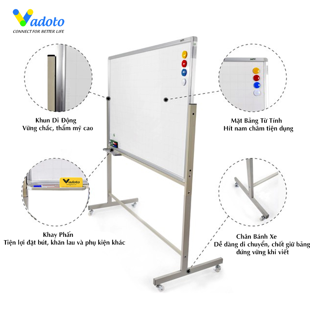 Bảng Từ Trắng Di Động Chân Đẩy Vadoto EcoTech (VDT310-E3)