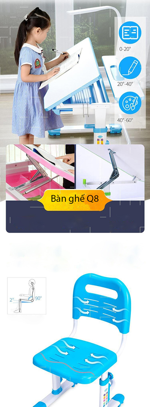 Bàn Ghế Chống Gù Thông Minh Cho Trẻ Học Tập VDTQ8 PLUS