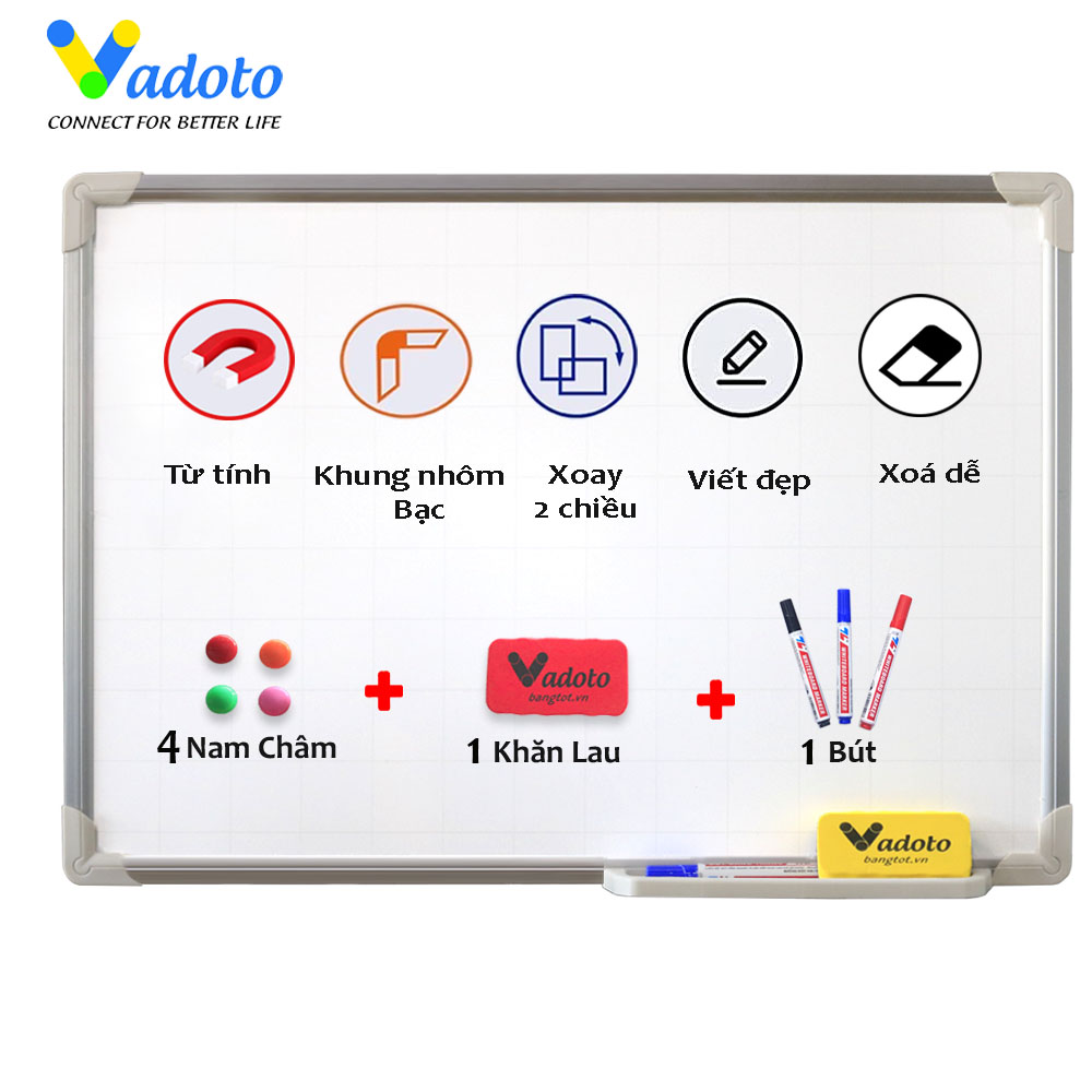 Bảng Từ Trắng Treo Tường Cao Cấp Cỡ Nhỏ Vadoto NanoTech (VDT110-N1)